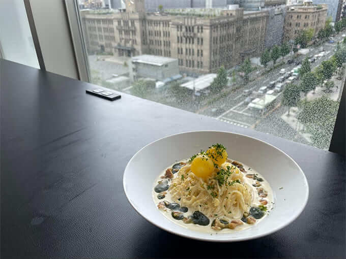 DAIDOKOROスタッフの料理担当、ふくちゃんのとうもろこし冷製パスタ