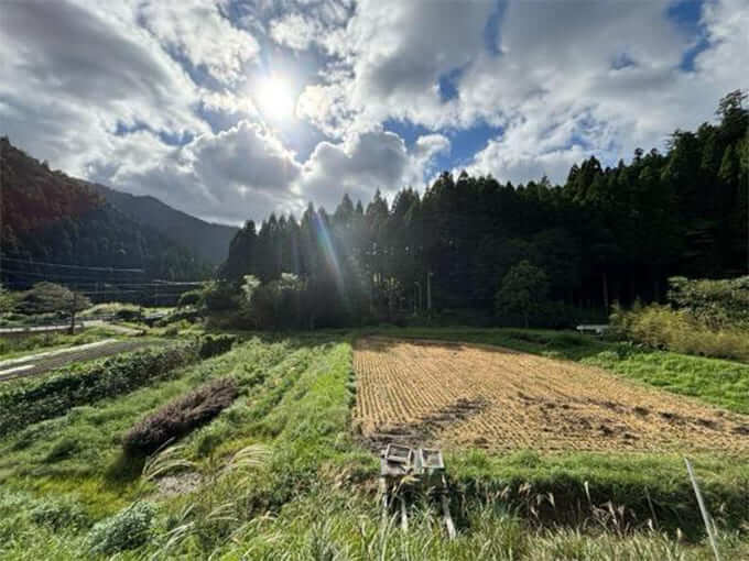 田歌舎から見える美山の景色と畑